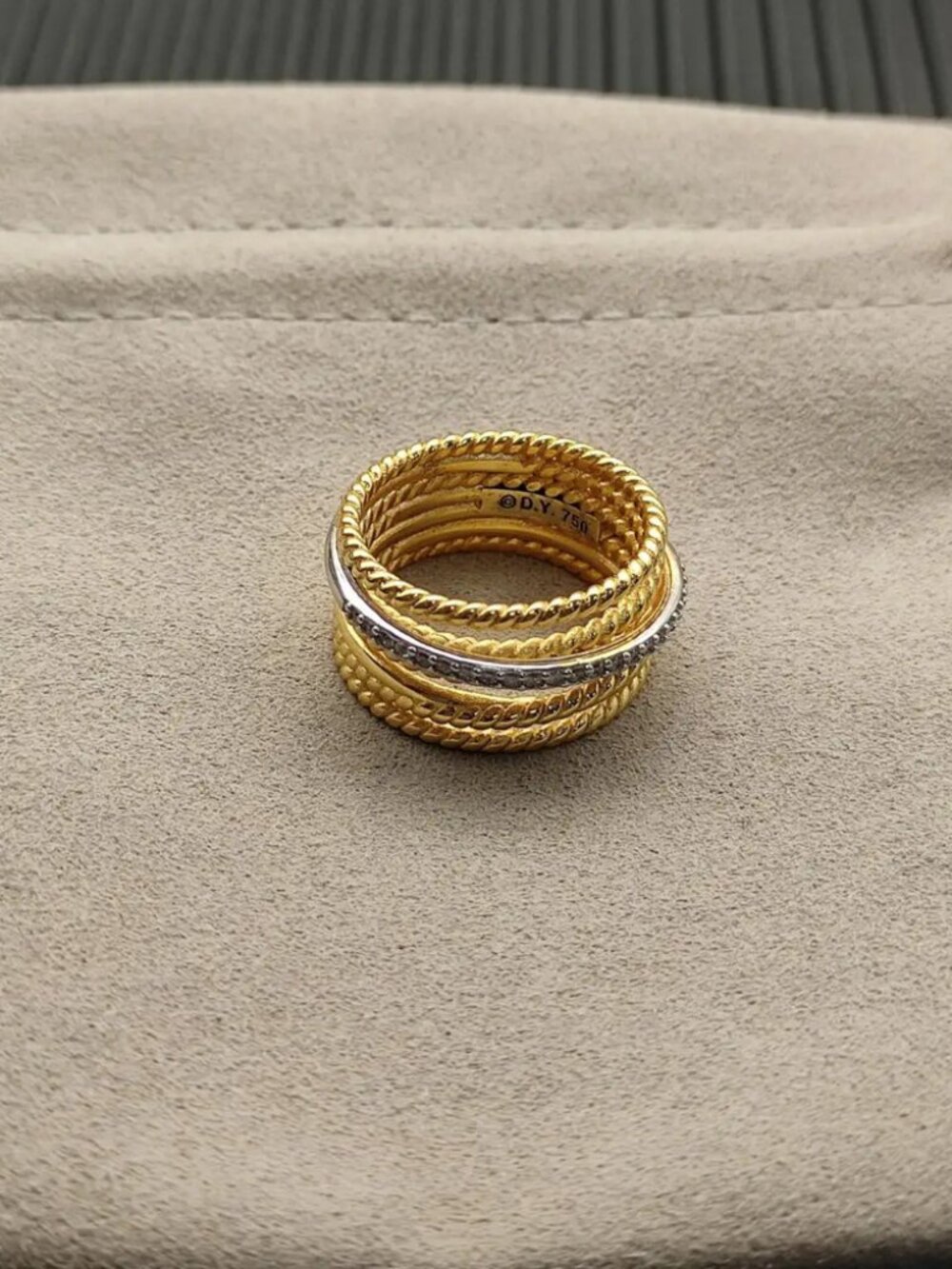 David Yurman Gold Thread Ring With Diamonds View 5